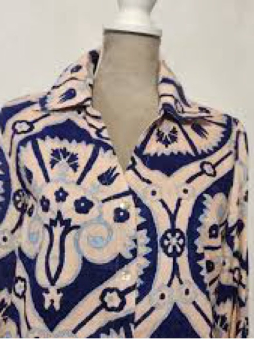 Kristen Sirrano linen blend floral tie front button-down blouse M - Picture 5 of 14